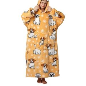 Cozy Dog Print Hooded Blanket
